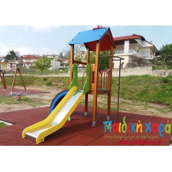 Σύνθετο όργανο παιδικής χαράς με αναρρίχηση και τσουλήθρα